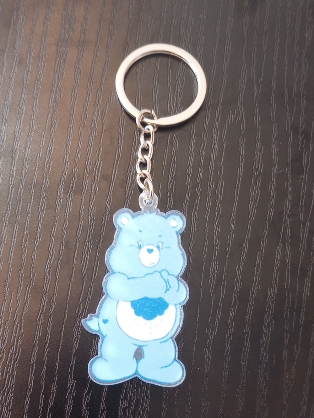 Care Bears Blue Bear Acrylic Keychain Charm with Metal Ring Bag Accessory